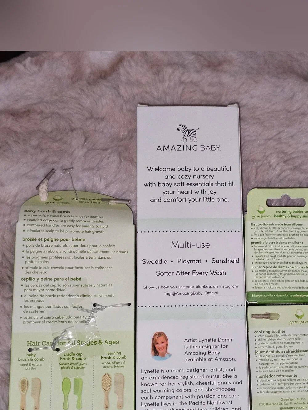 Green Sprouts 3 Pieces & Amazing Baby Newborn Muslin Swaddle Blanket Lot